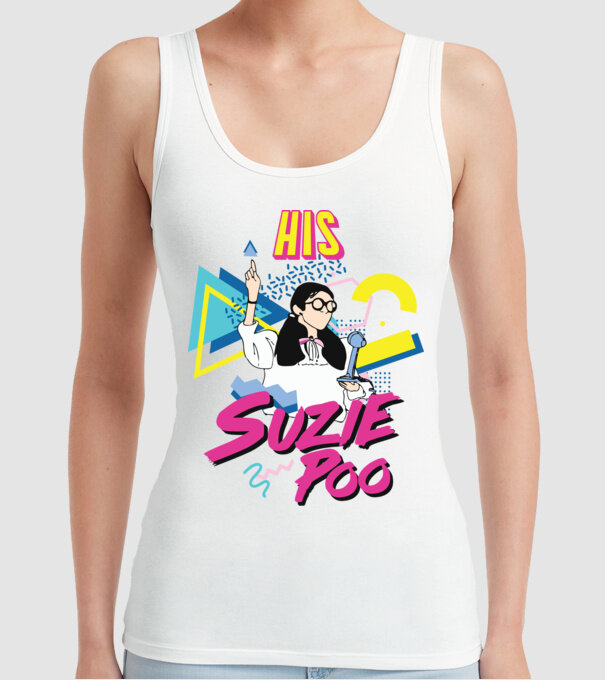 Stranger couple 80s retro Suzie model alb pe tricou
