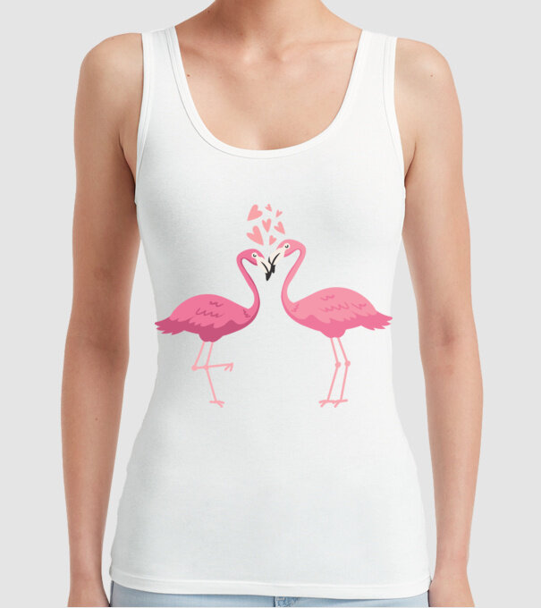FLAMINGO ÎNDRĂGOSTIȚI model alb pe tricou
