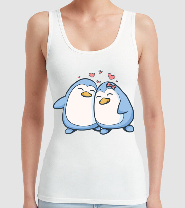 PINGUIN ÎNDRĂGOSTIT model alb pe tricou