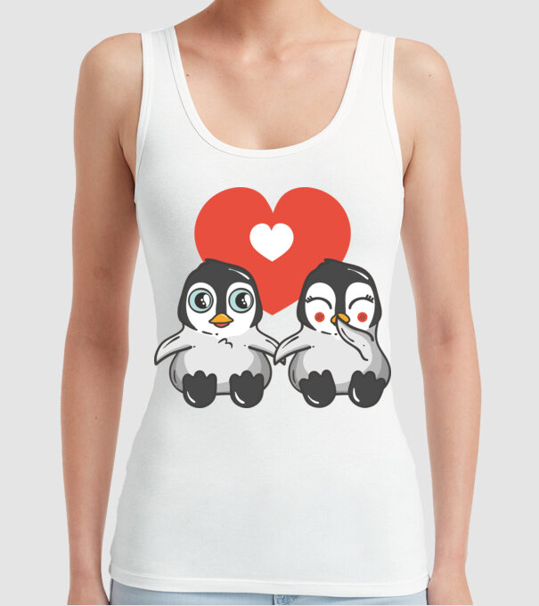 PINGUINI ÎNDRĂGOSTIȚI 7 model alb pe tricou
