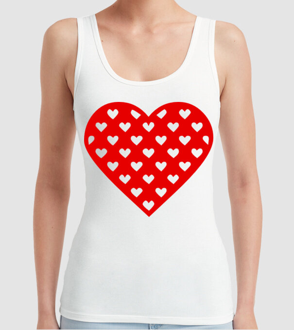 Inimă în inimă model alb pe tricou