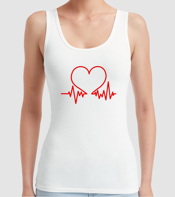 ECG inimă model alb pe tricou