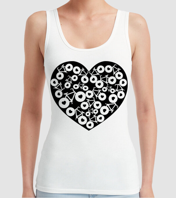 Inima bicicleta model alb pe tricou