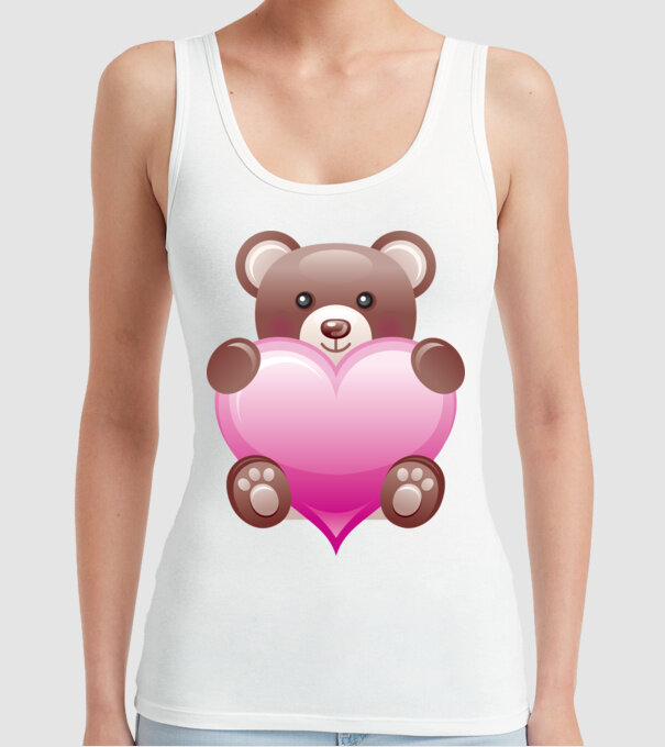 Ursuleț inimos model alb pe tricou