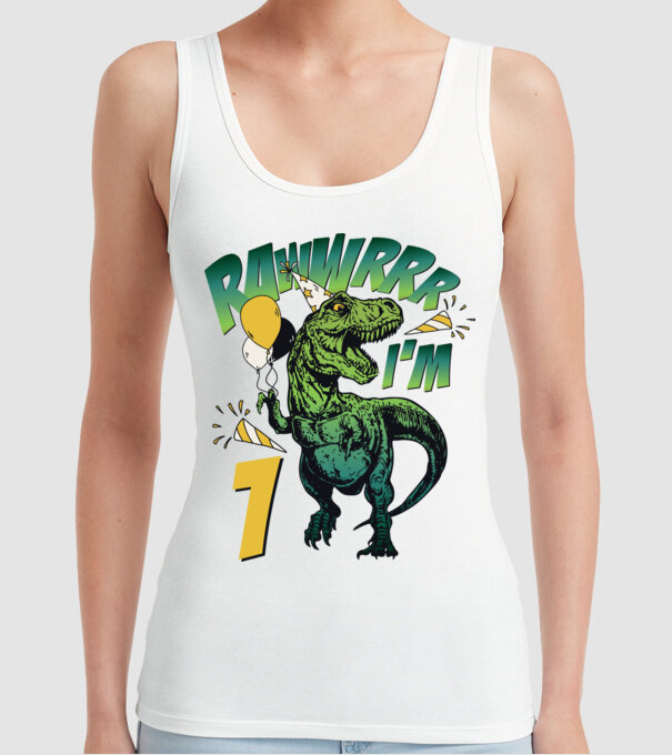 'Birthday Dinosaur rawww i''m 1' model alb pe tricou