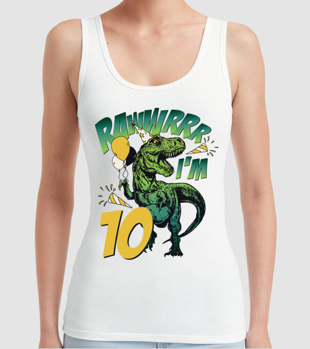 'Birthday Dinosaur rawww i''m 10' model alb pe tricou