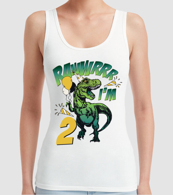 'Birthday Dinosaur rawww i''m 2' model alb pe tricou