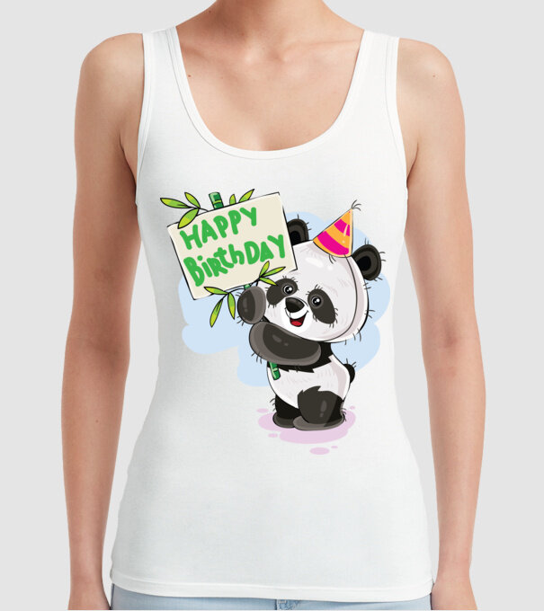 Zi de naștere panda model alb pe tricou