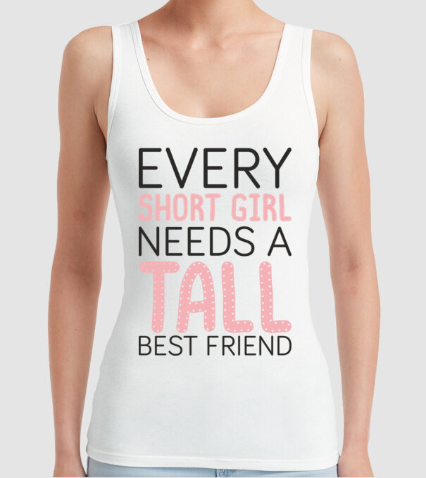 Tall Friend model alb pe tricou