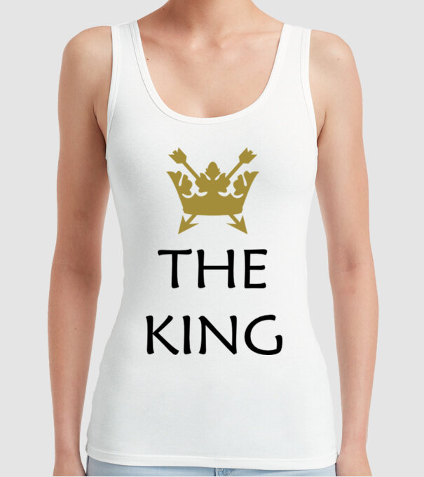 The King model alb pe tricou