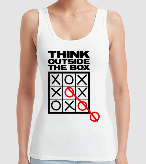 Think outside the box model alb pe tricou