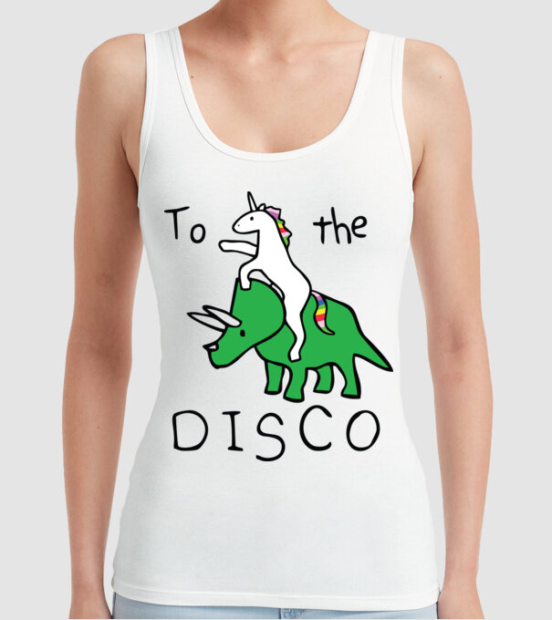 To the disco! model alb pe tricou