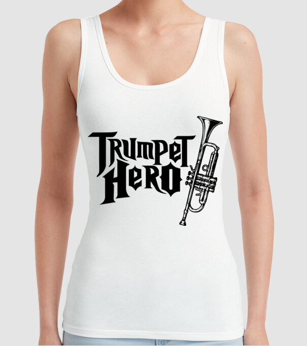 Trumpet Hero model alb pe tricou