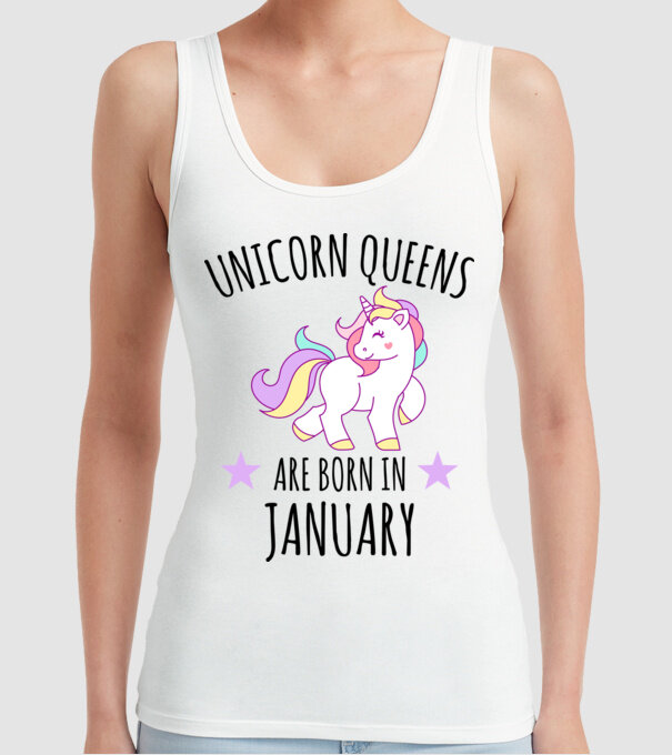 Unicorn queens are born in - January model alb pe tricou