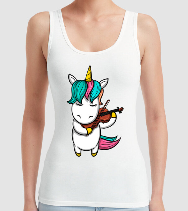 Unicorn Violin model alb pe tricou