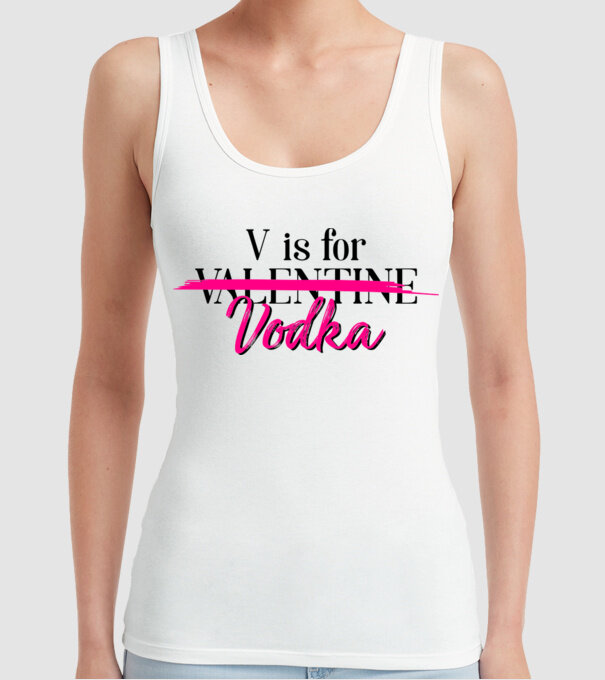 V for Vodka model alb pe tricou