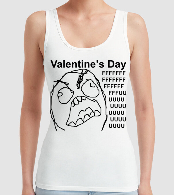 Valentines day fuuuu model alb pe tricou