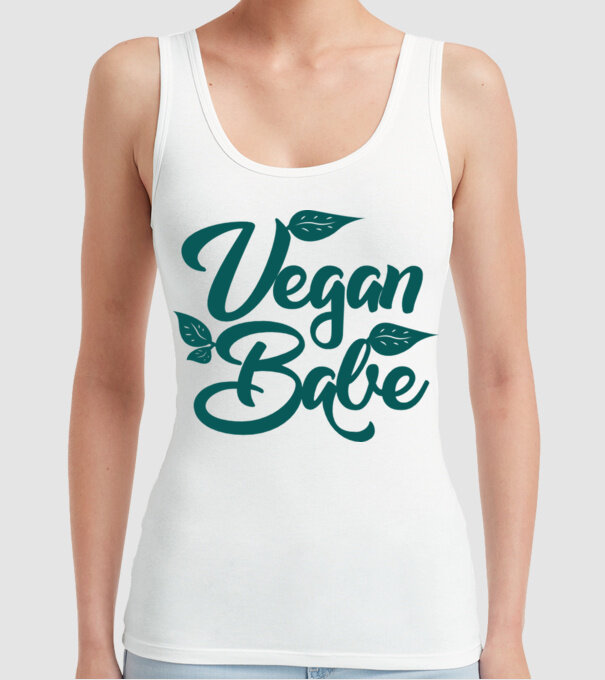 Vegan Babe model alb pe tricou