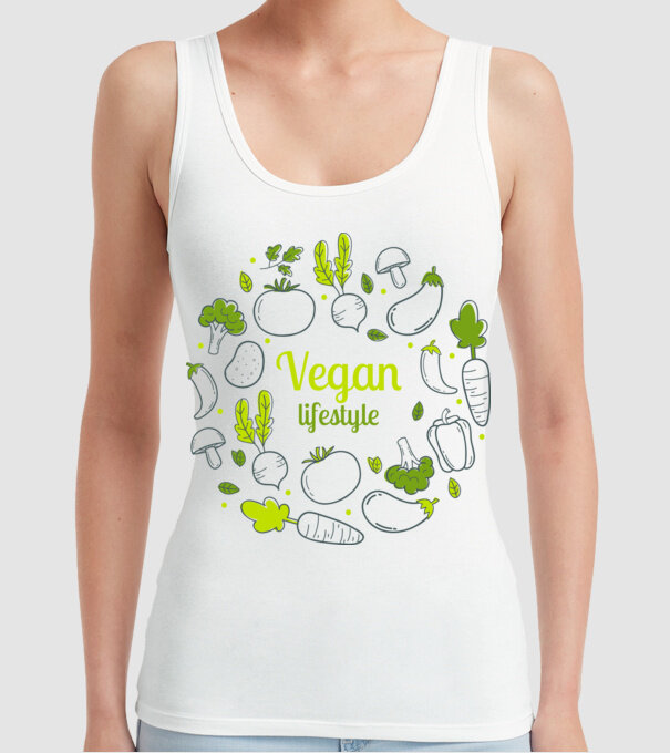 vegan lifestyle model alb pe tricou