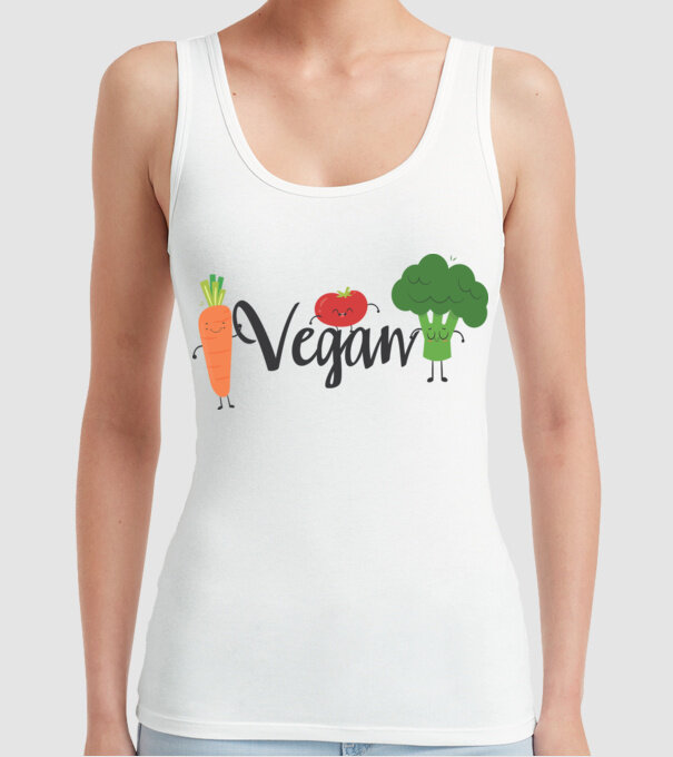 Vegan veggies model alb pe tricou