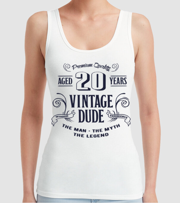 Vintage Dude - 20 model alb pe tricou