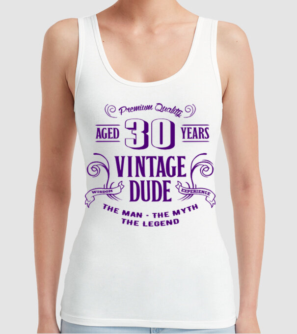 Vintage Dude - 30 model alb pe tricou