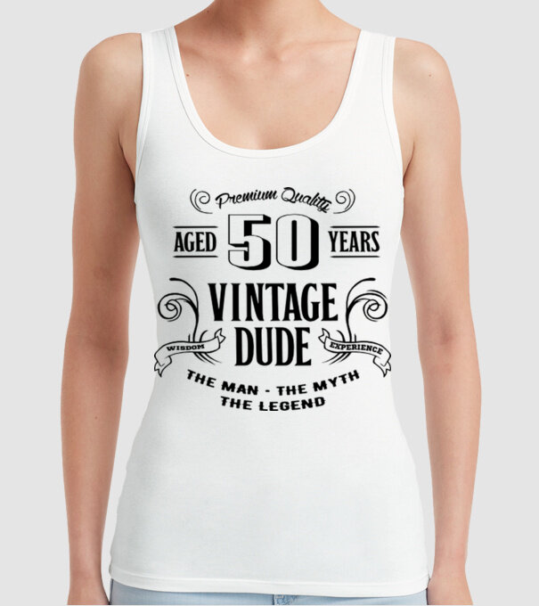 Vintage Dude - 50 model alb pe tricou