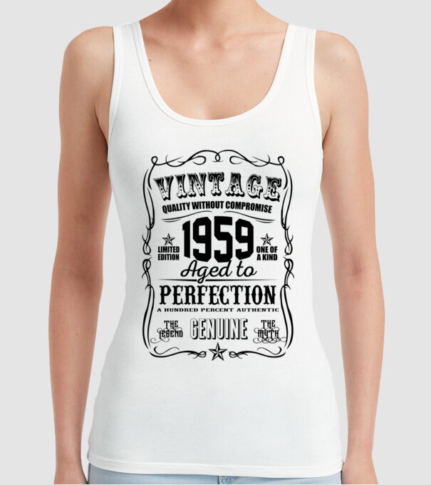 Vintage perfection 1959 model alb pe tricou