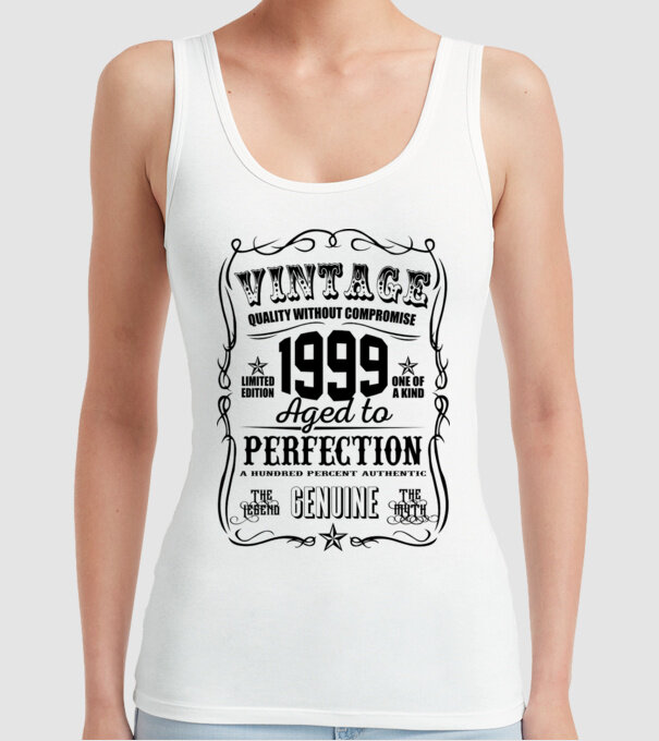 Vintage perfection 1999 model alb pe tricou