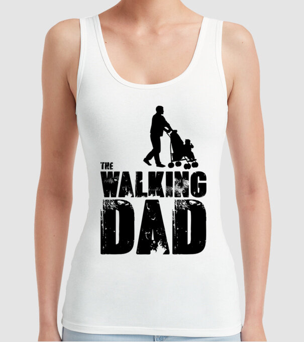 Walking dad model alb pe tricou