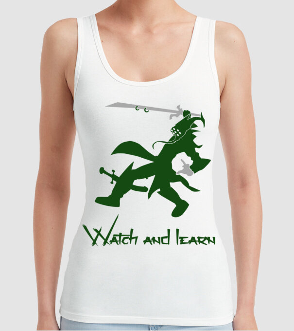 Watch and learn model alb pe tricou
