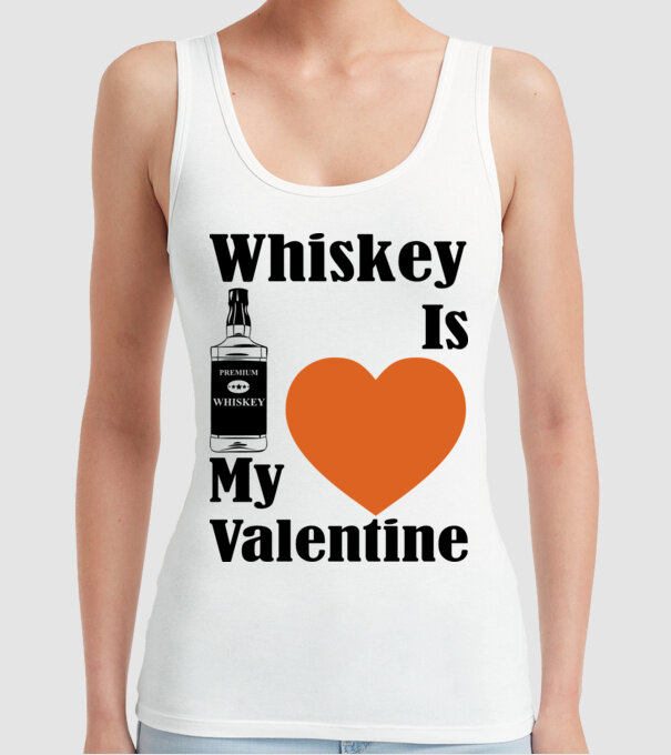 Whiskey Valentine model alb pe tricou