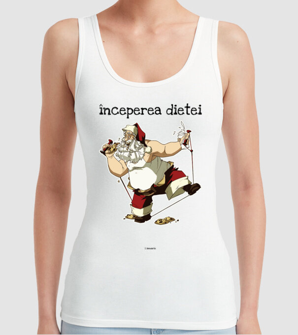 începerea dietei - 1 ianuarie model alb pe tricou