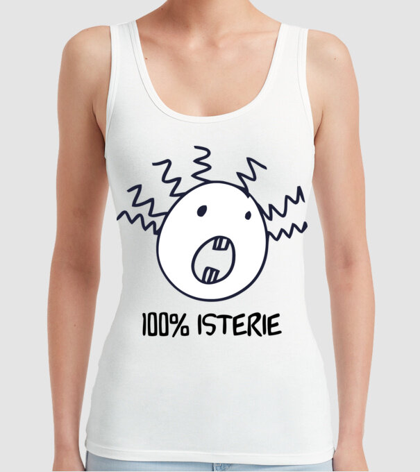 100% isterie model alb pe tricou