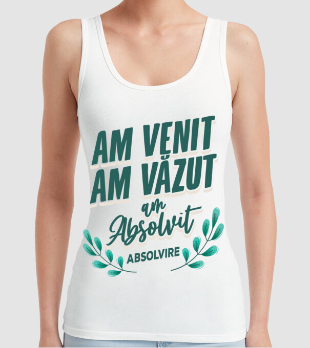 Absolvire model alb pe tricou