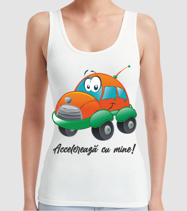 accelerează cu mine model alb pe tricou