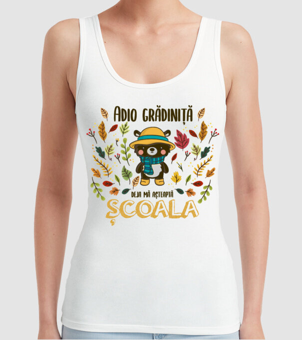 Adio grădiniță, acum sunt deja școlar model alb pe tricou
