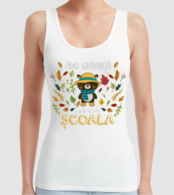 Adio grădiniță, acum sunt deja școlar model alb pe tricou