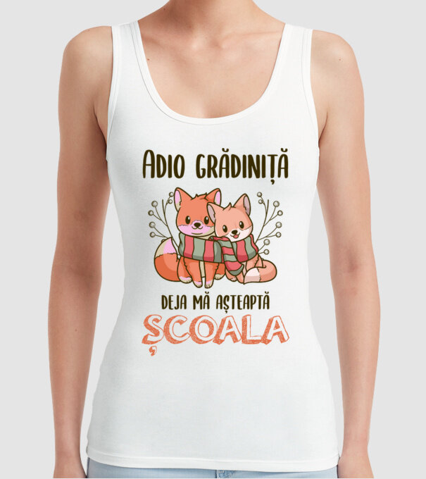 Adio grădiniță, deja mă așteaptă școala model alb pe tricou
