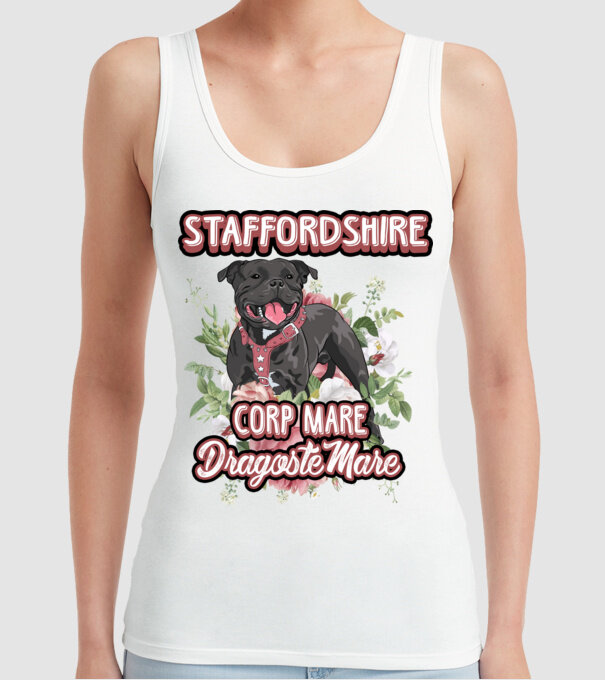 american staffordshire terrier - corp mare, dragoste mare model alb pe tricou