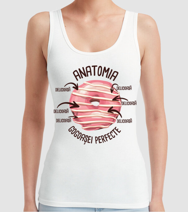 anatomia gogoașei perfecte: delicioasă model alb pe tricou