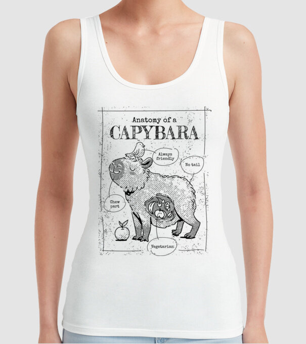 Anatomy of a Capybara model alb pe tricou