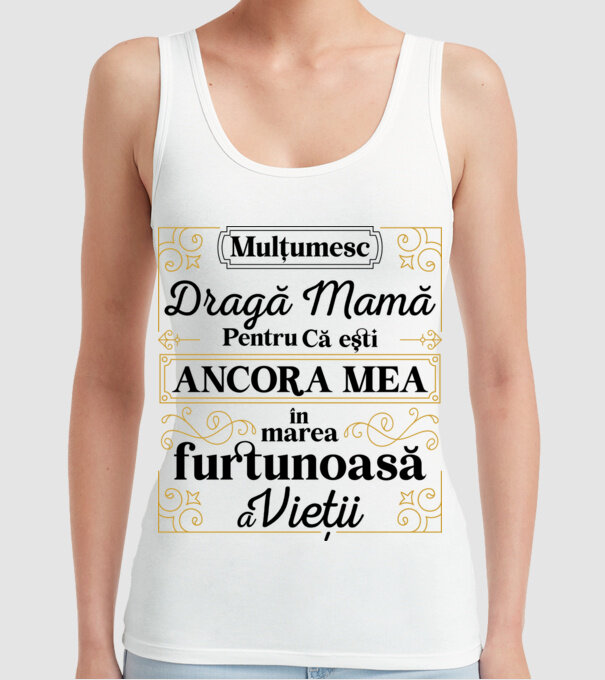 Ancora mea model alb pe tricou