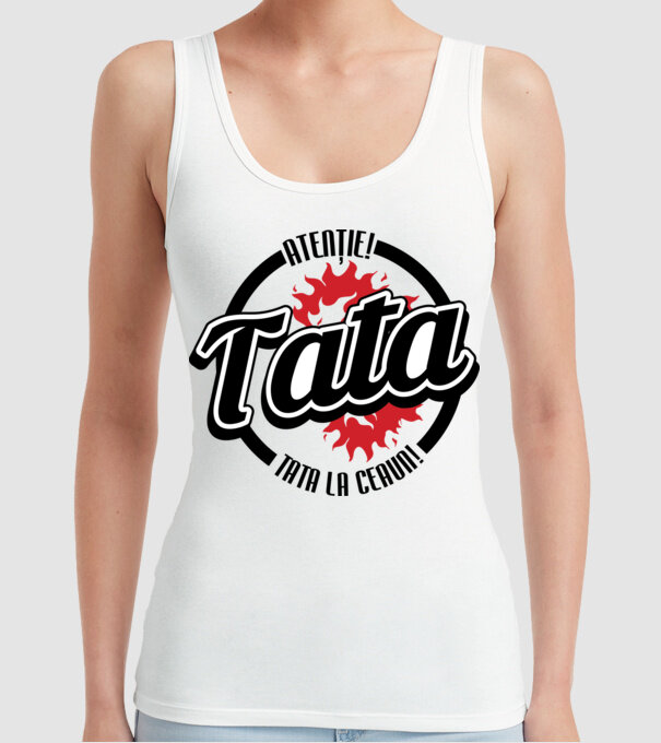 Atenție! Tata la ceaun! model alb pe tricou