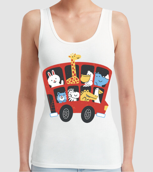 Autobuze model alb pe tricou