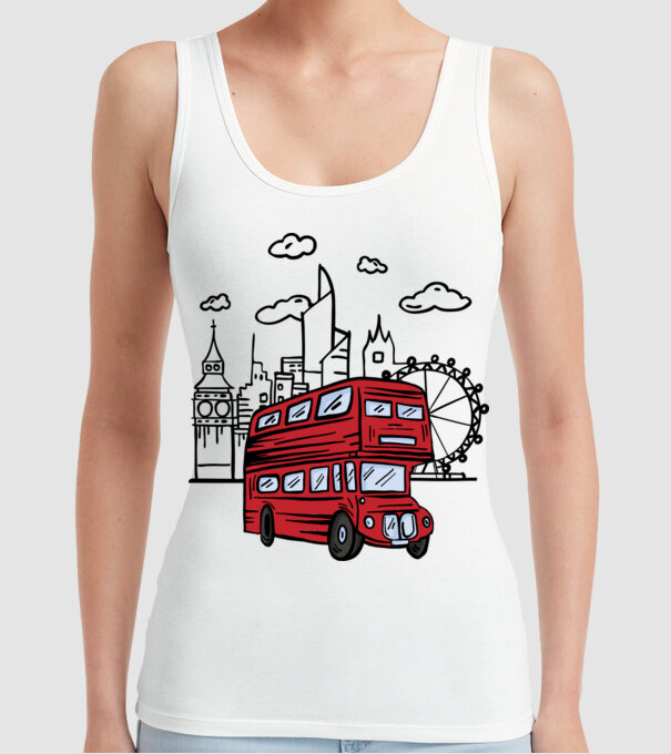 Autobuze model alb pe tricou