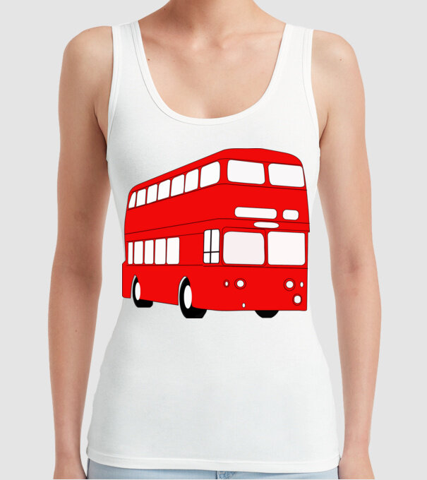 Autobuze model alb pe tricou