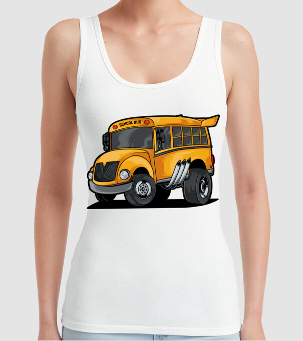 Autobuze model alb pe tricou