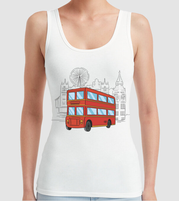 Autobuze model alb pe tricou