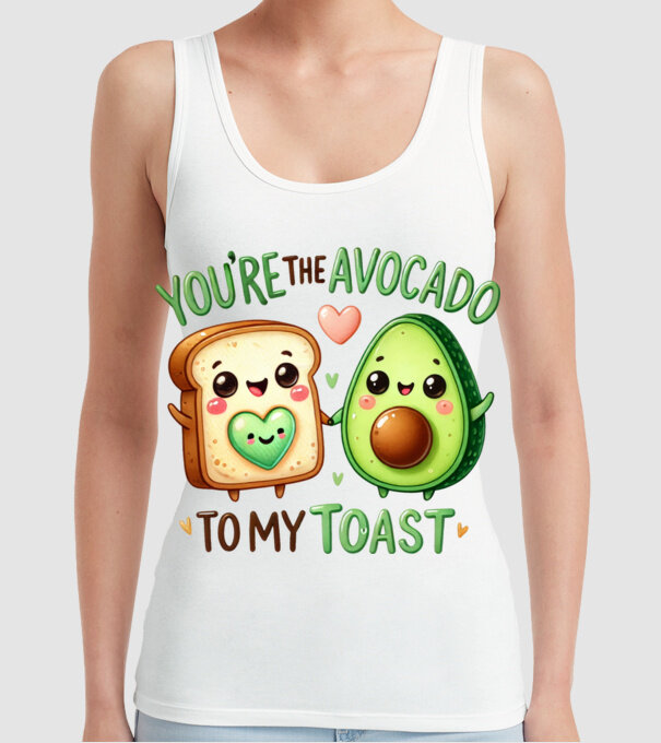 Avocado to my Toast model alb pe tricou